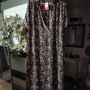 Floral Black and Pink Women's Dress